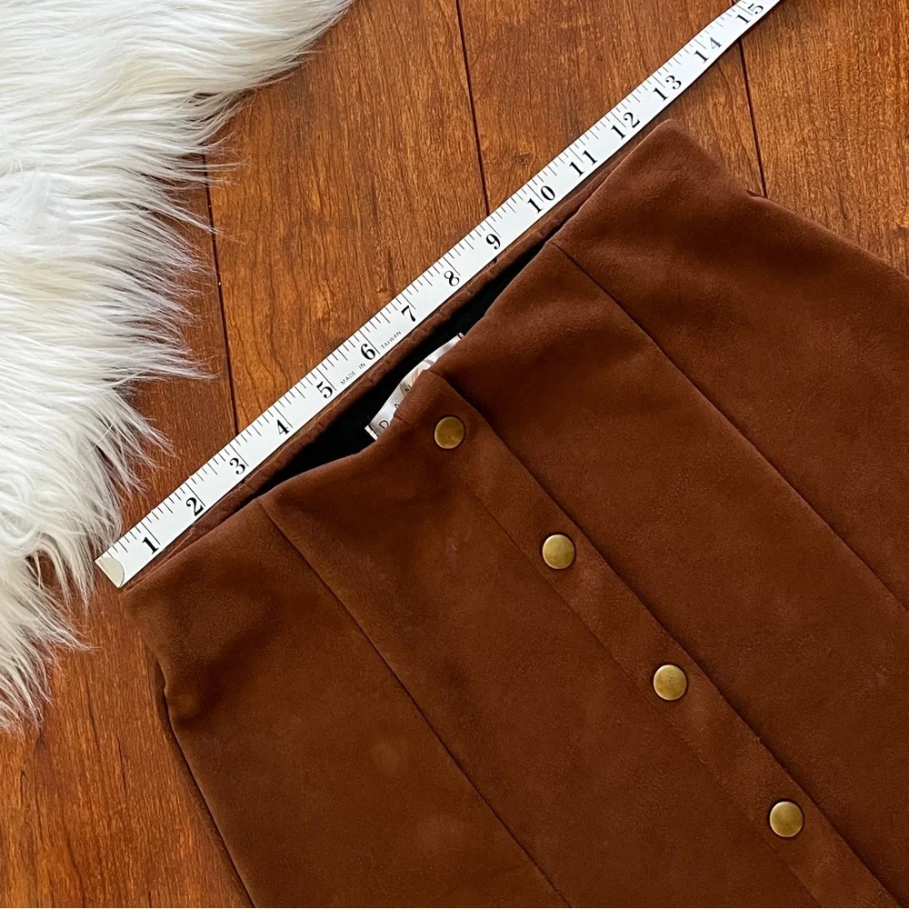 Danbee Brown Faux Suede Stretch Mini Skirt-Size S